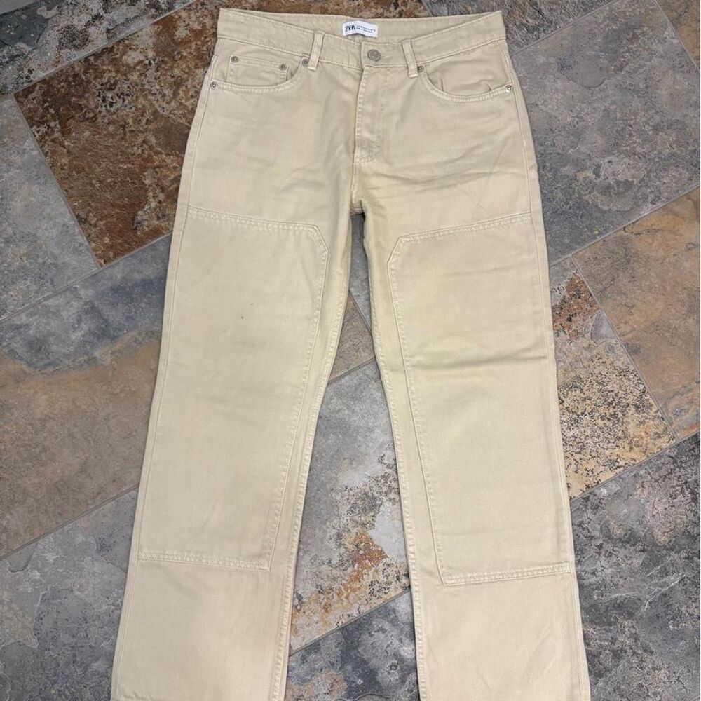 Zara Women's Tan and Cream Trousers